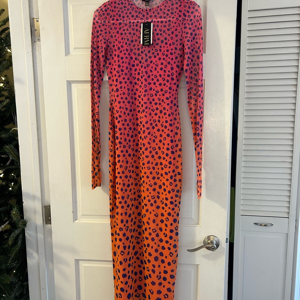 NWT - AFRM Vibrant Pink and Orange Long Sleeve Dress